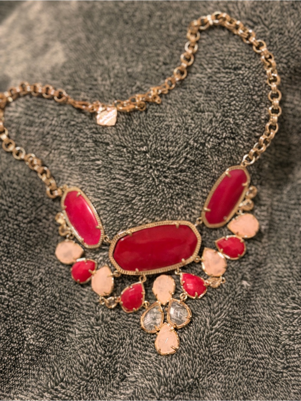 Kendra Scott Livia Bib Necklace with Hot Pink and Blush Stones
